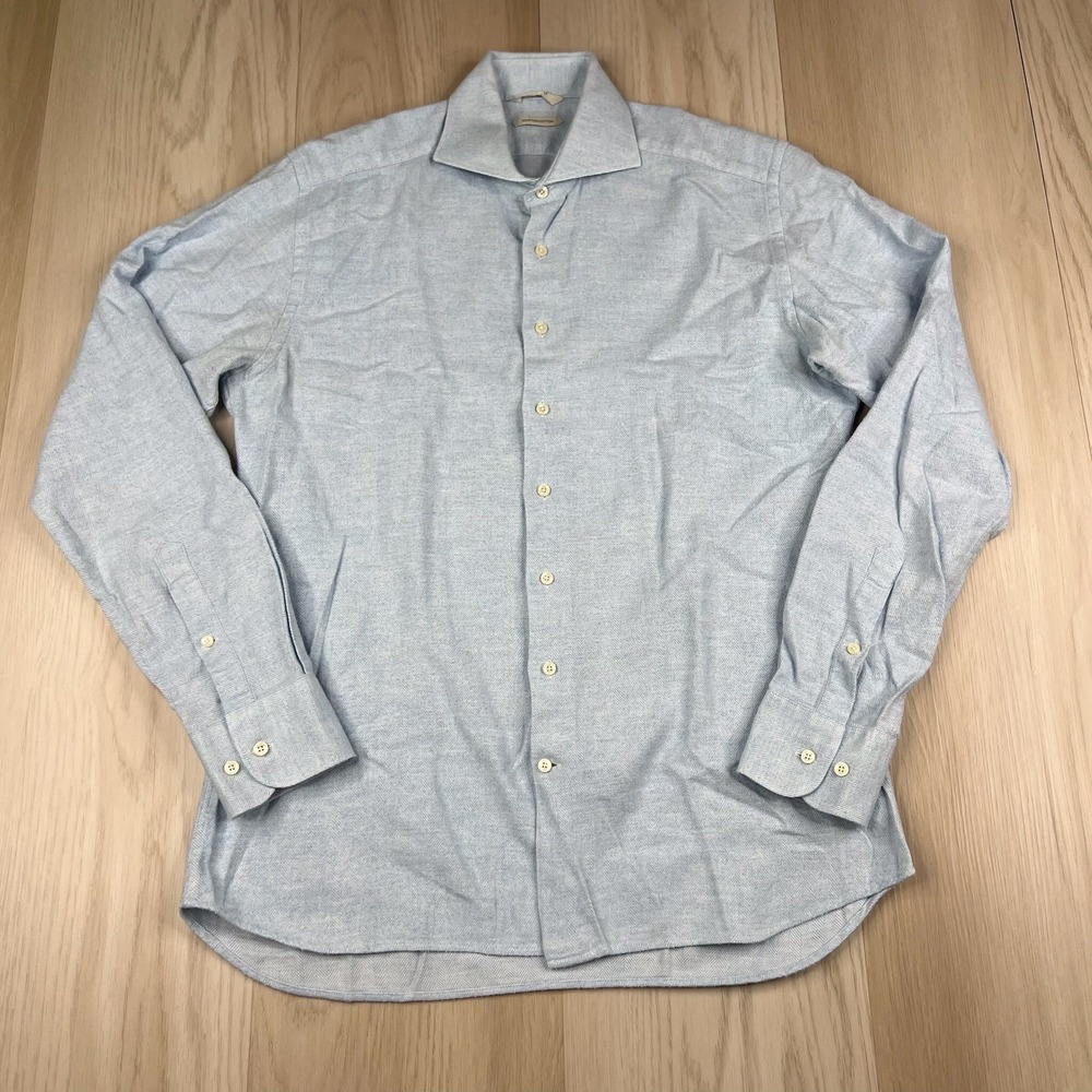 Suit Supply Egyptian Cotton Button Up Shirt Mens Size 39 15 1/2 Blue Heathered - Picture 1 of 15